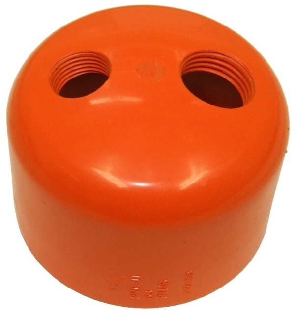 MS End Cap Drilled 63mm uPVC Orange